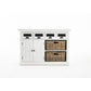 NovaSolo Halifax 49" Classic White Mahogany Kitchen Buffet With 4 Drawers & 2 Rattan Baskets