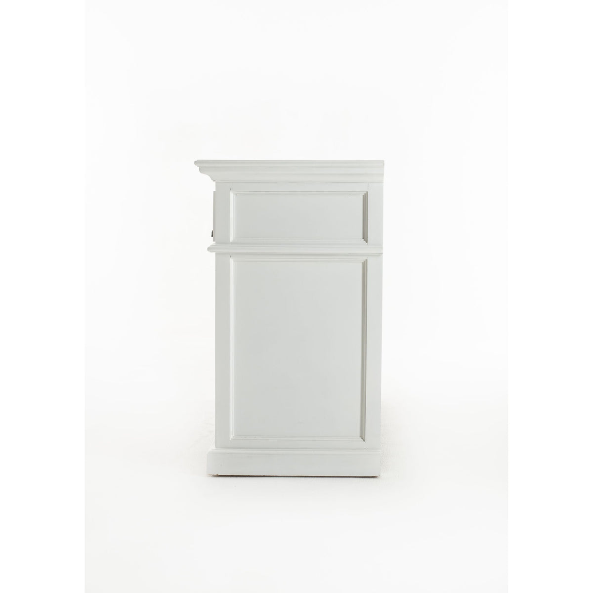 NovaSolo Halifax 49" Classic White Mahogany Kitchen Buffet With 4 Drawers & 2 Rattan Baskets
