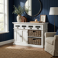 NovaSolo Halifax 49" Classic White Mahogany Kitchen Buffet With 4 Drawers & 2 Rattan Baskets