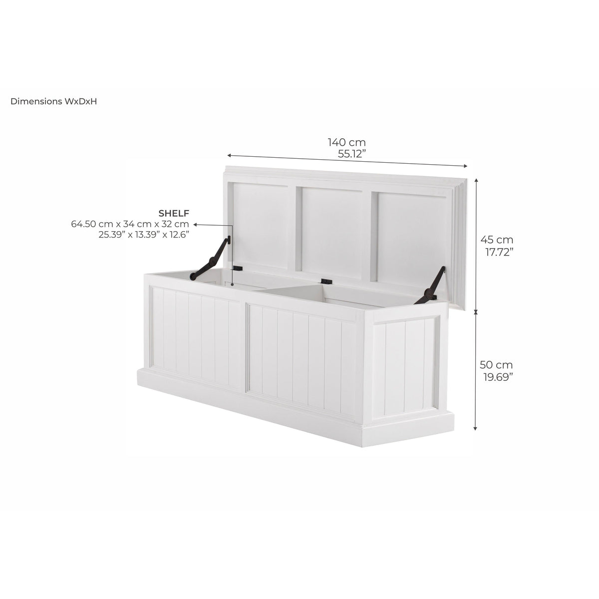 NovaSolo Halifax 55" Classic White Mahogany Storage Chest