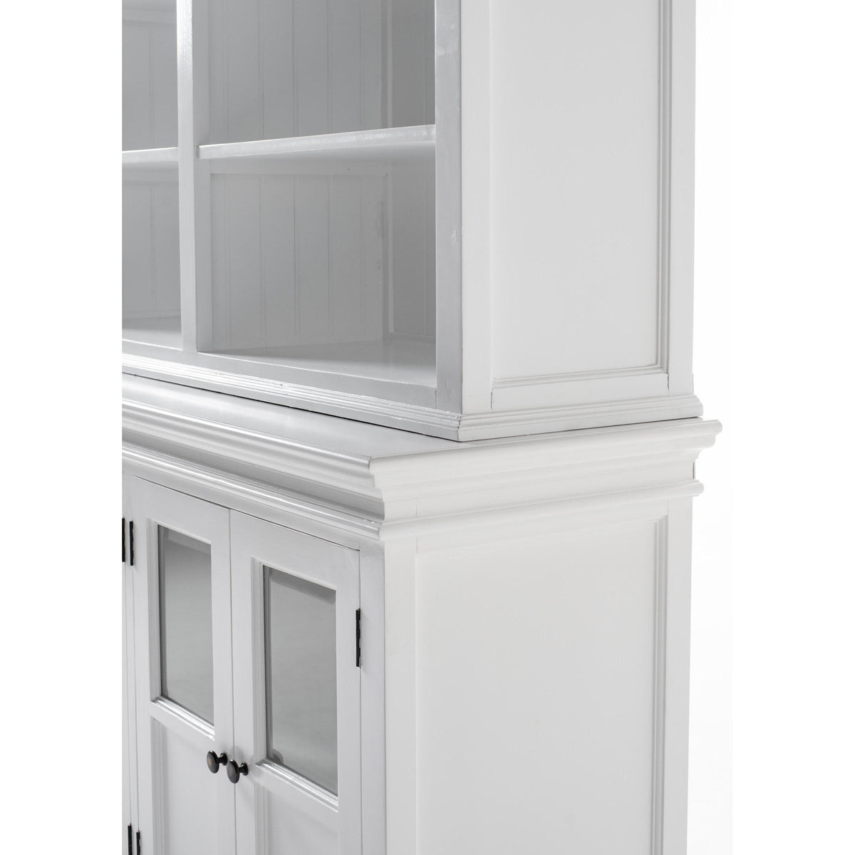 NovaSolo Halifax 57" Classic White Hutch Cabinet Unit With 4 Bevelled Glass Doors
