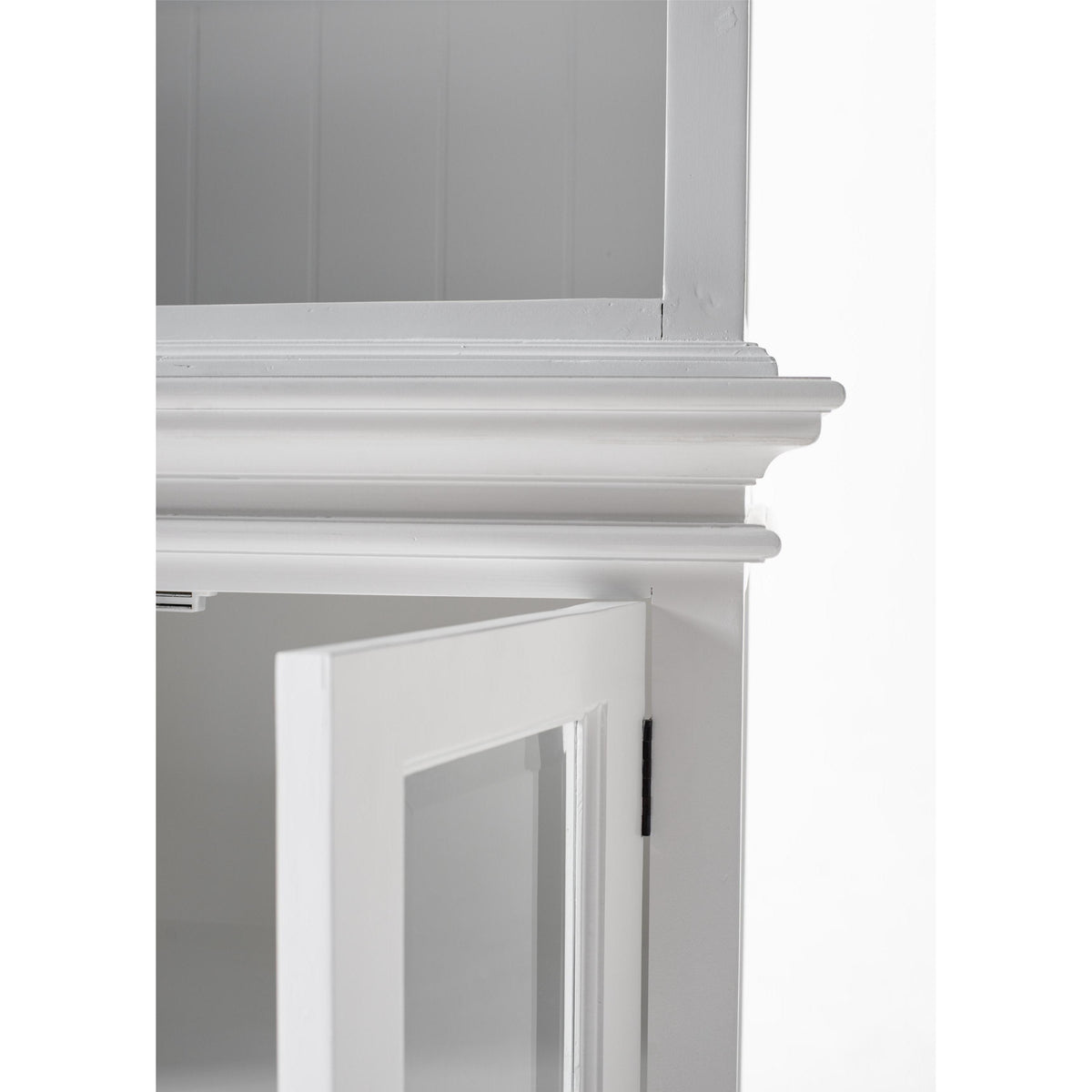 NovaSolo Halifax 57" Classic White Hutch Cabinet Unit With 4 Bevelled Glass Doors