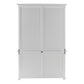 NovaSolo Halifax 57" Classic White Hutch Cabinet Unit With 4 Bevelled Glass Doors
