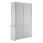 NovaSolo Halifax 57" Classic White Hutch Cabinet Unit With 4 Bevelled Glass Doors