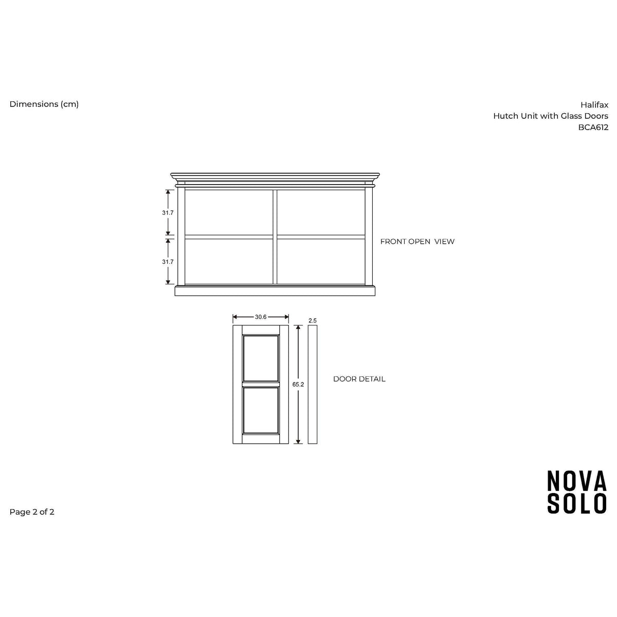 NovaSolo Halifax 57" Classic White Hutch Cabinet Unit With 4 Bevelled Glass Doors