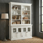 NovaSolo Halifax 57" Classic White Hutch Cabinet Unit With 4 Bevelled Glass Doors