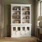 NovaSolo Halifax 57" Classic White Hutch Cabinet Unit With 4 Bevelled Glass Doors