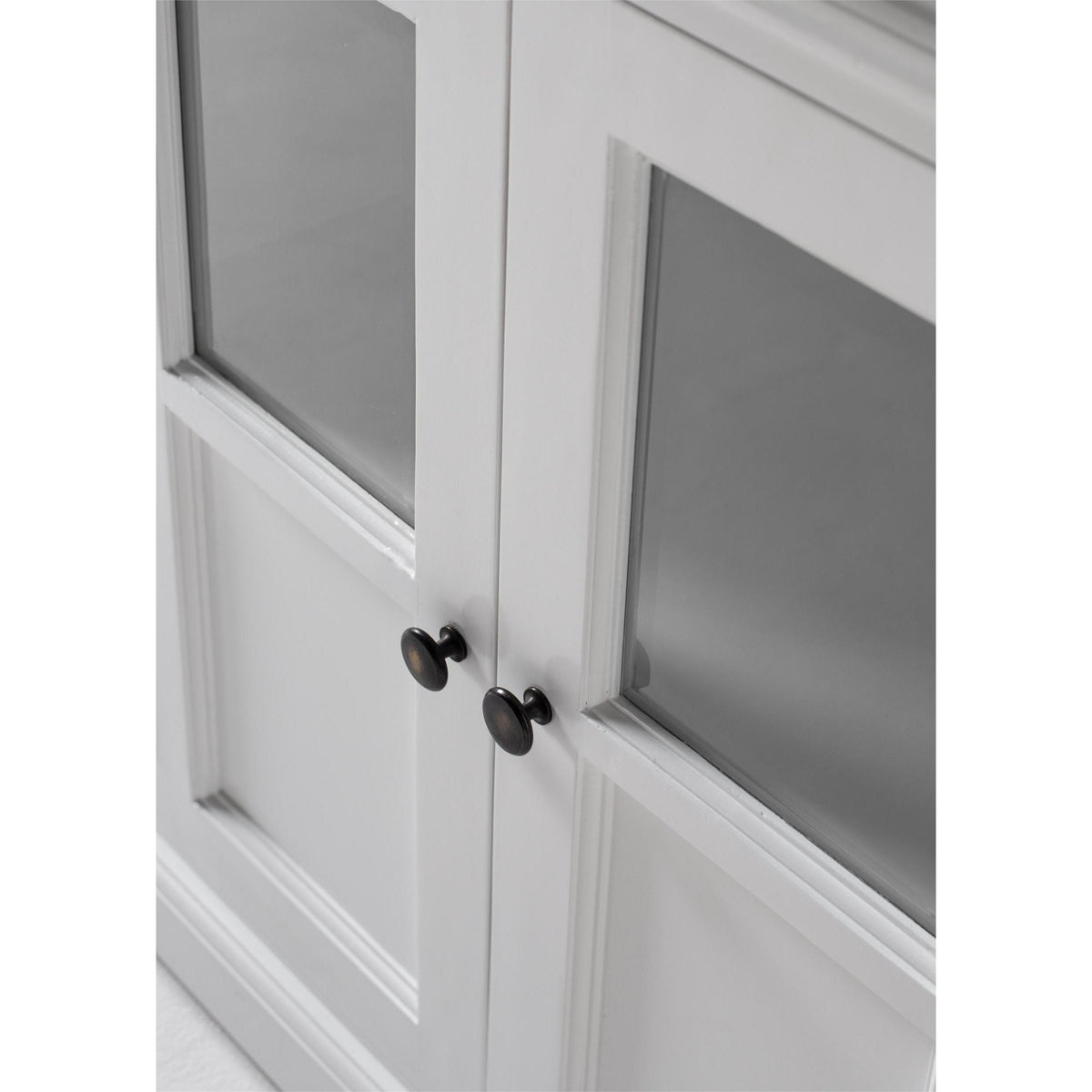 NovaSolo Halifax 57" Classic White Hutch Cabinet Unit With 4 Bevelled Glass Doors