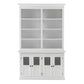 NovaSolo Halifax 57" Classic White Hutch Cabinet Unit With 4 Bevelled Glass Doors