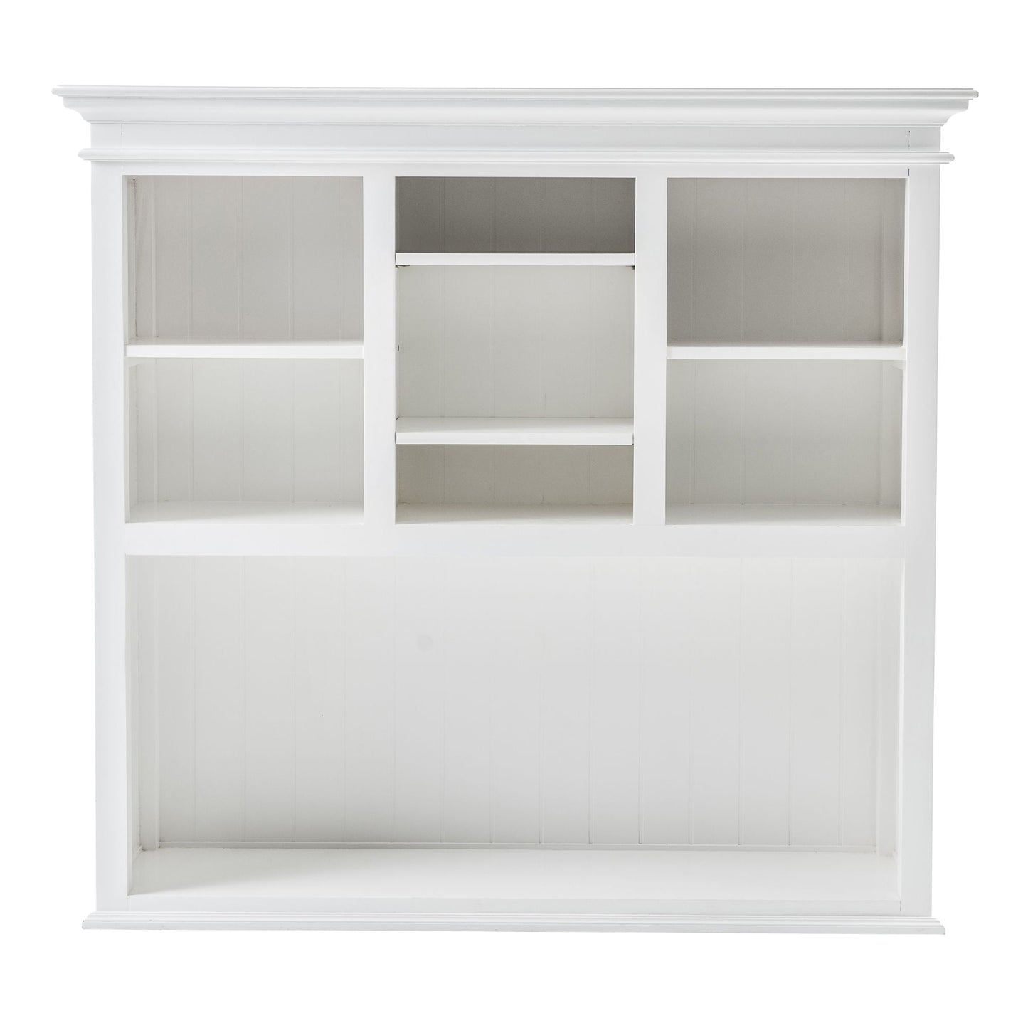 NovaSolo Halifax 57" Classic White Mahogany Buffet Hutch Cabinet With 4 Doors & 2 Adjustable Shelves
