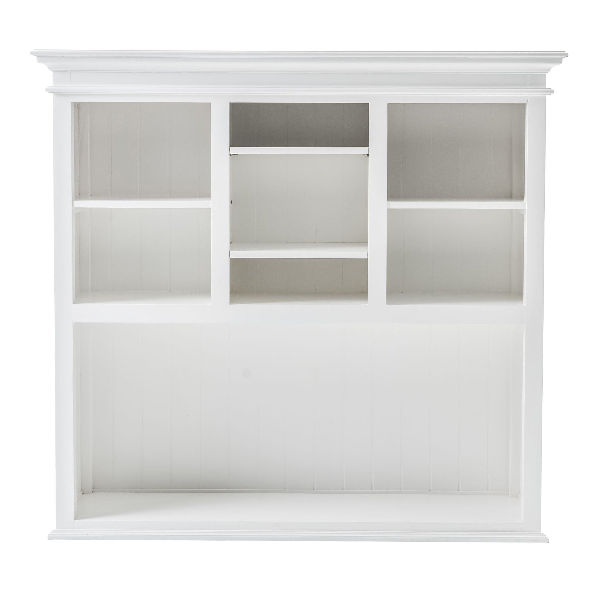 NovaSolo Halifax 57" Classic White Mahogany Buffet Hutch Cabinet With 4 Doors & 2 Adjustable Shelves
