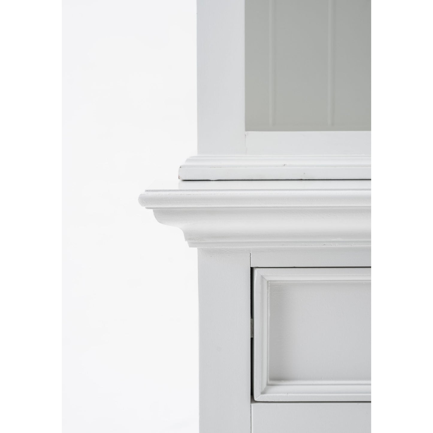 NovaSolo Halifax 57" Classic White Mahogany Buffet Hutch Cabinet With 4 Doors & 2 Adjustable Shelves