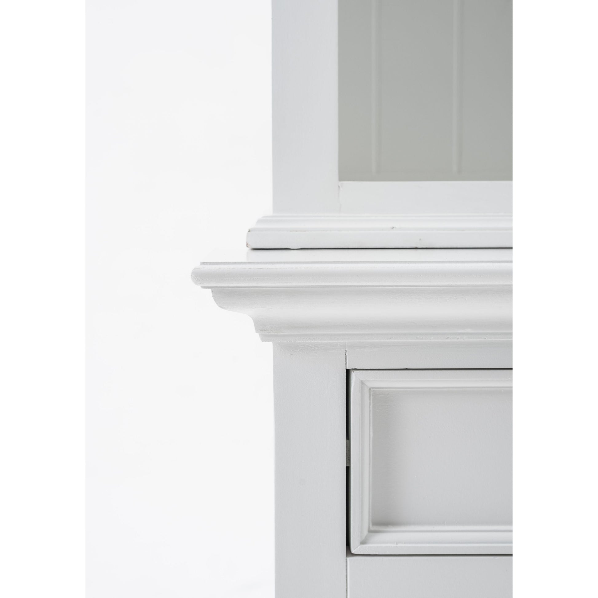 NovaSolo Halifax 57" Classic White Mahogany Buffet Hutch Cabinet With 4 Doors & 2 Adjustable Shelves