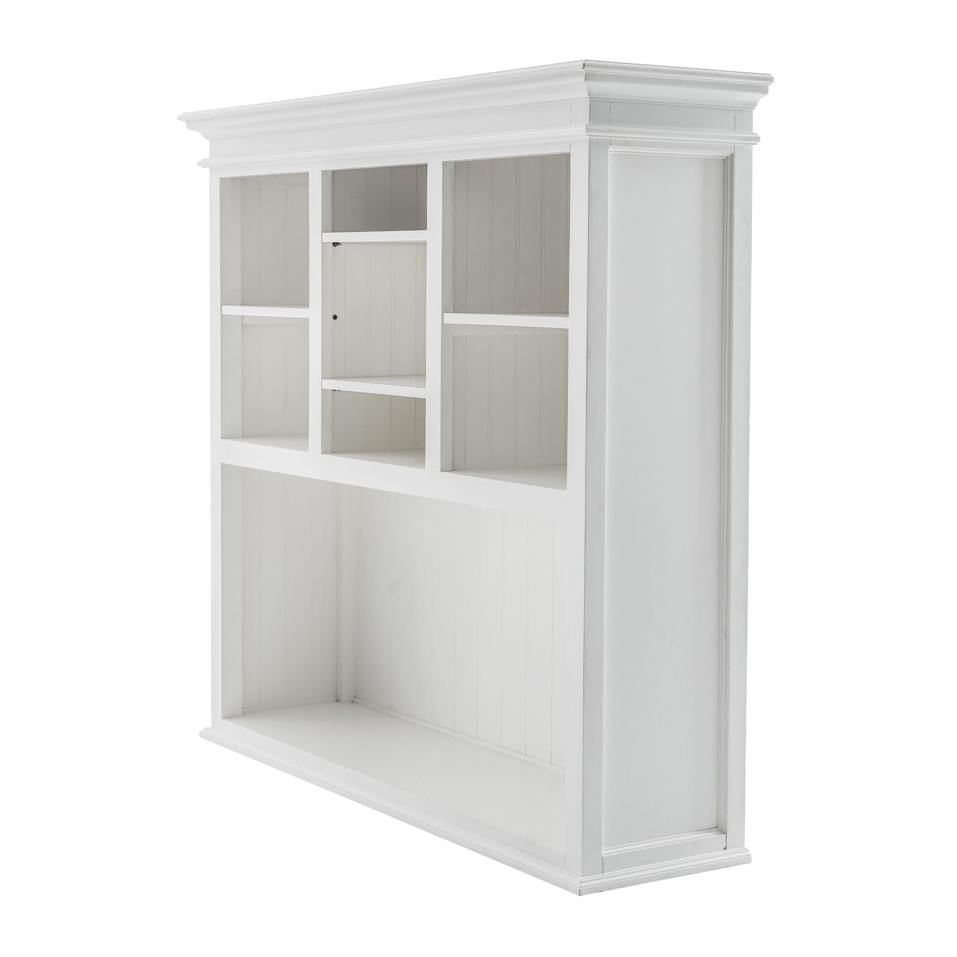 NovaSolo Halifax 57" Classic White Mahogany Buffet Hutch Cabinet With 4 Doors & 2 Adjustable Shelves