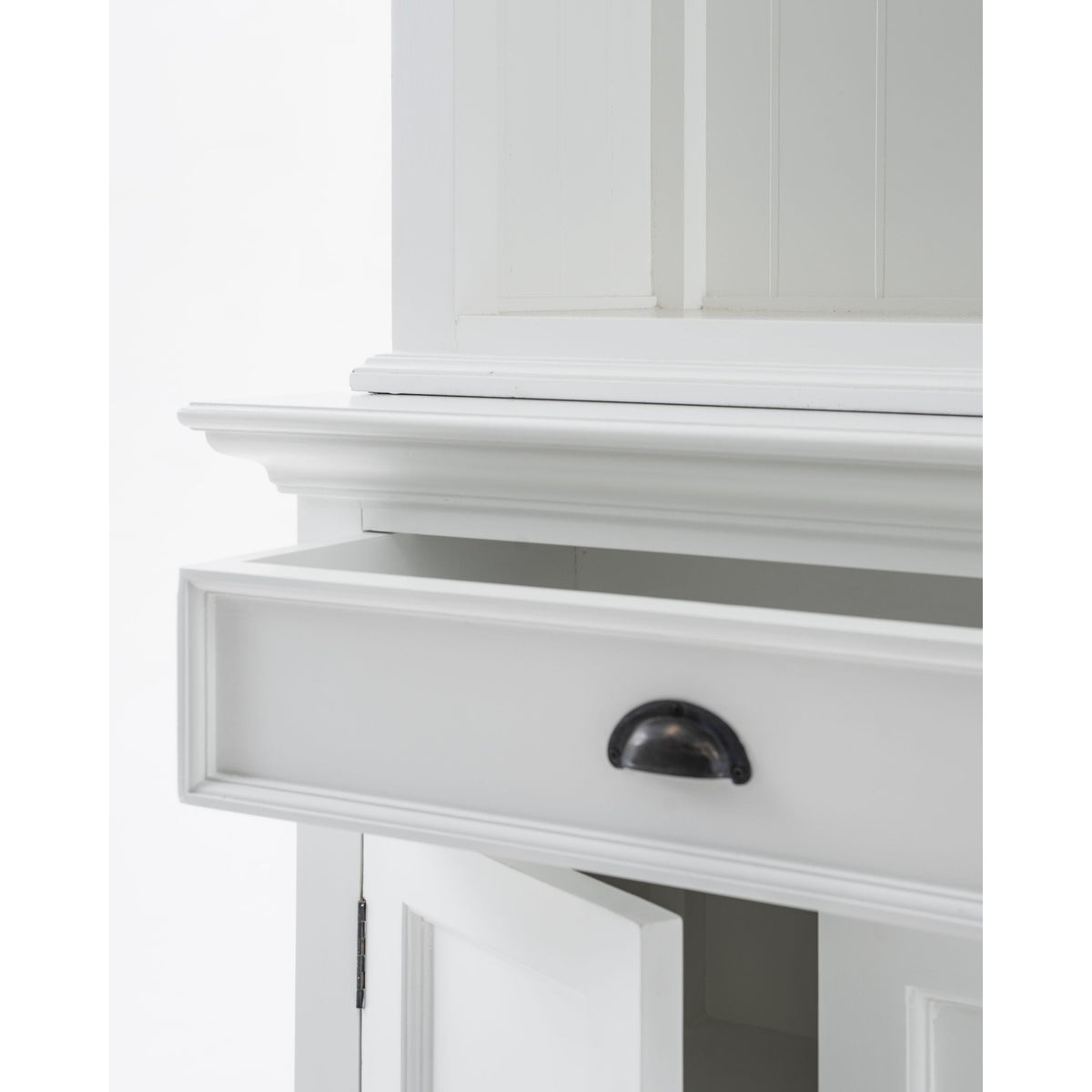 NovaSolo Halifax 57" Classic White Mahogany Buffet Hutch Cabinet With 4 Doors & 2 Adjustable Shelves