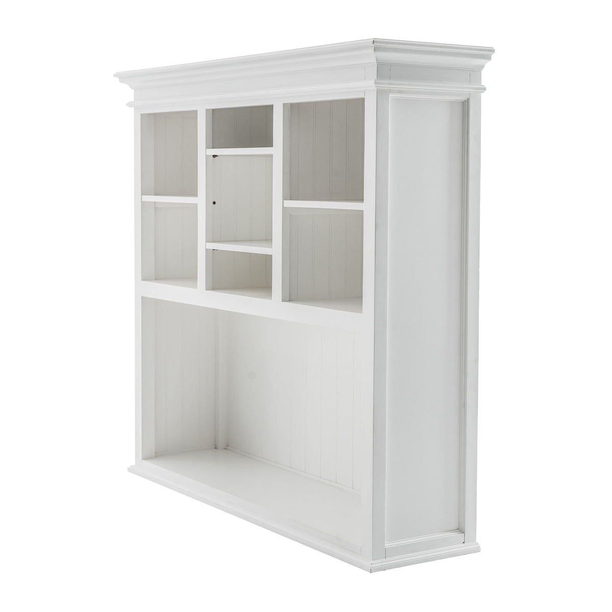 NovaSolo Halifax 57" Classic White Mahogany Buffet Hutch Cabinet With 4 Doors & 2 Adjustable Shelves