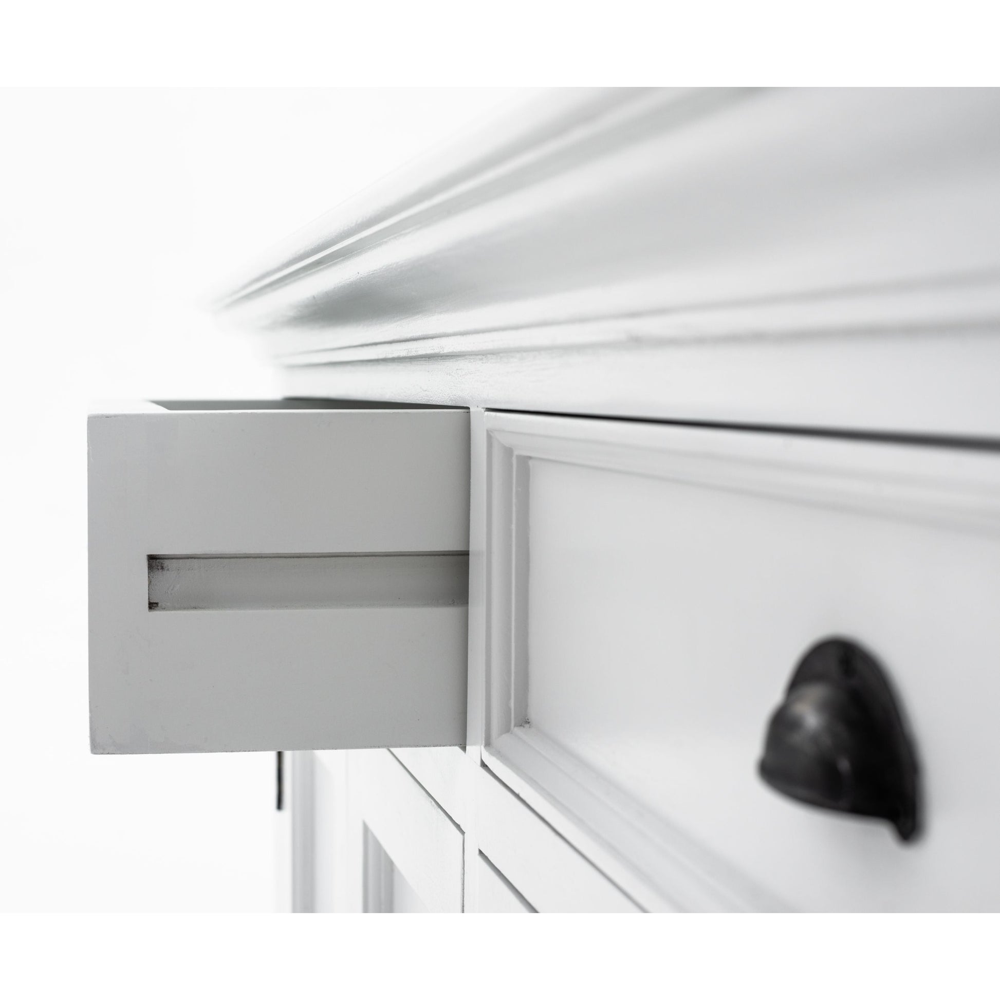 NovaSolo Halifax 57" Classic White Mahogany Buffet Hutch Cabinet With 4 Doors & 2 Adjustable Shelves