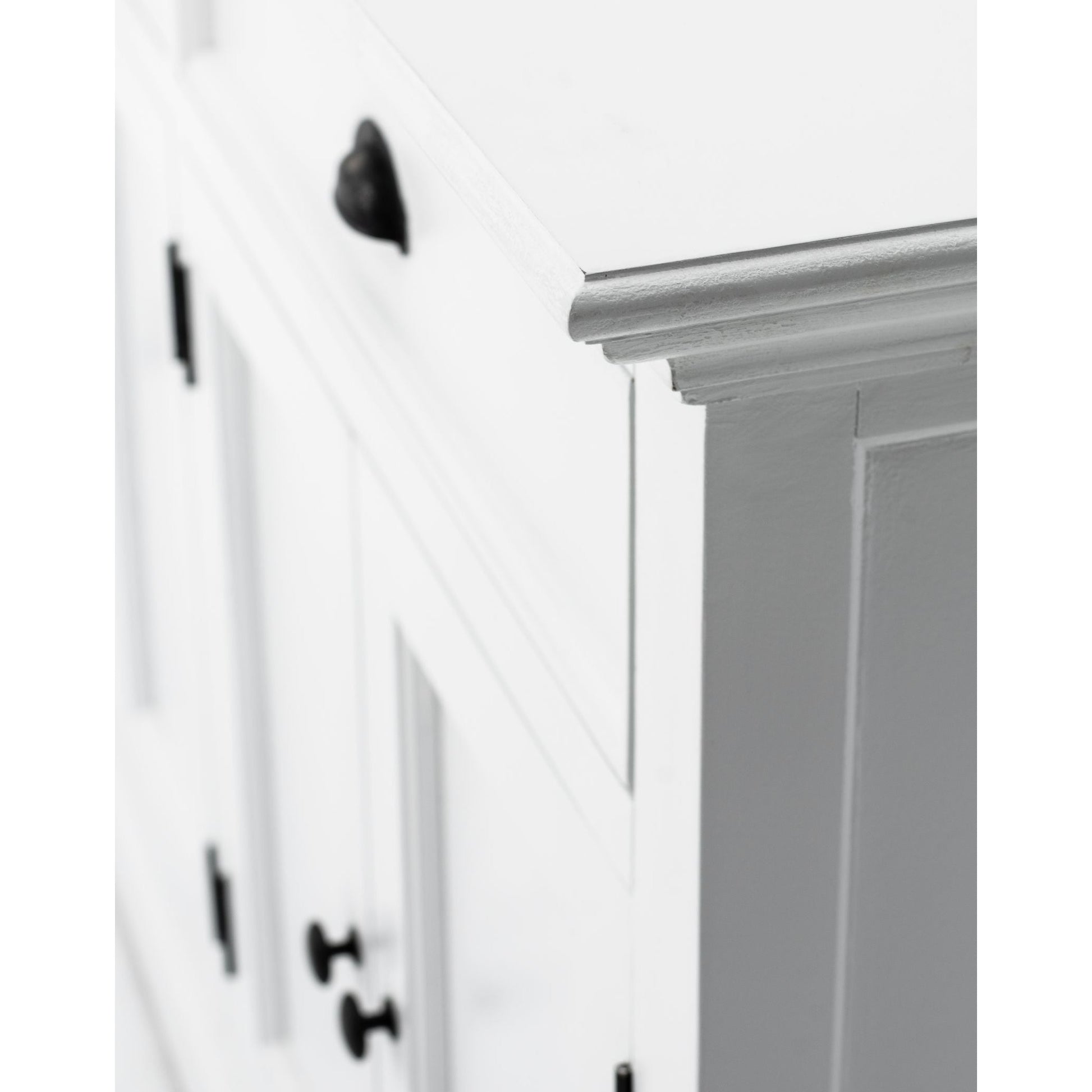 NovaSolo Halifax 57" Classic White Mahogany Buffet Hutch Cabinet With 4 Doors & 2 Adjustable Shelves