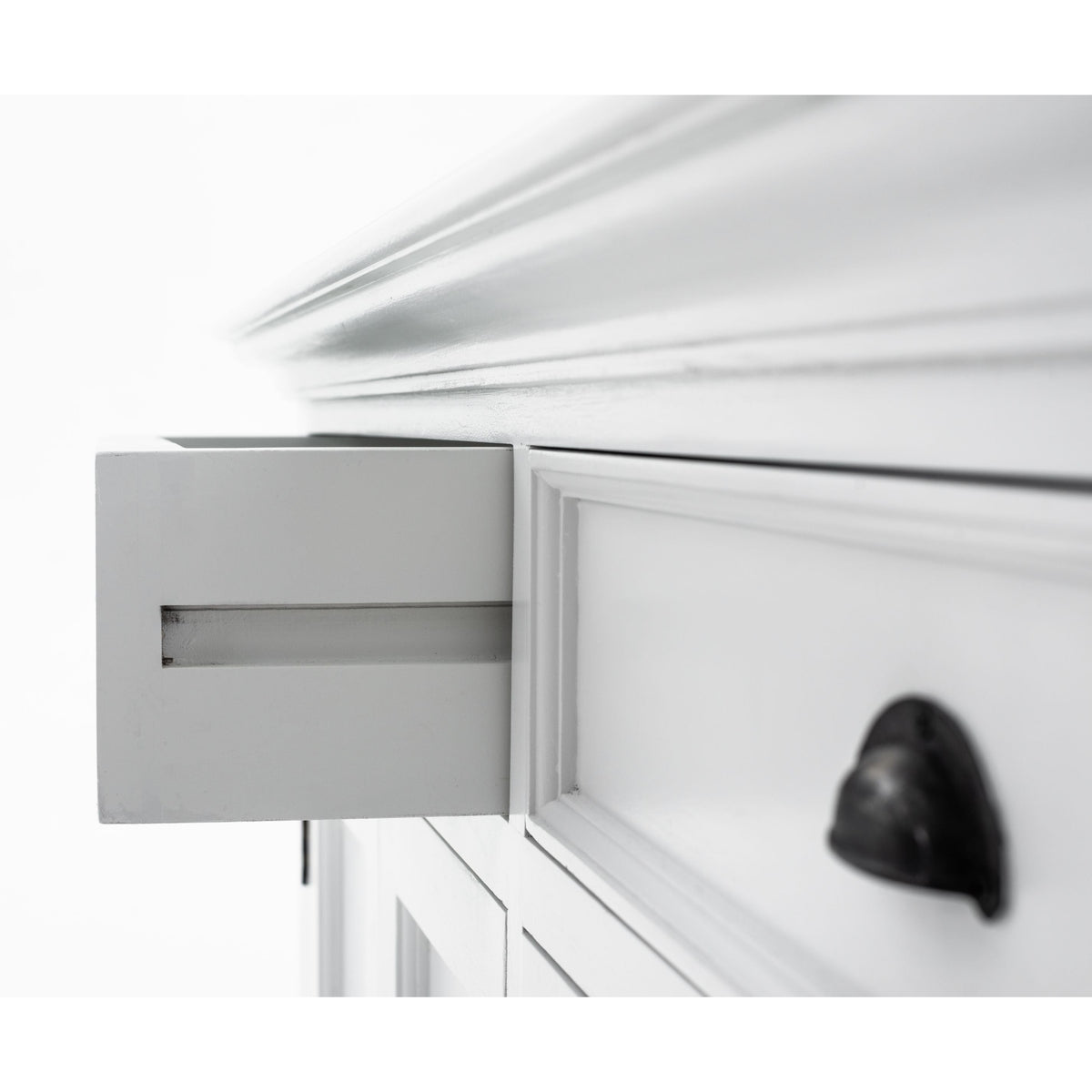 NovaSolo Halifax 57" Classic White Mahogany Buffet Hutch Cabinet With 4 Doors & 2 Adjustable Shelves
