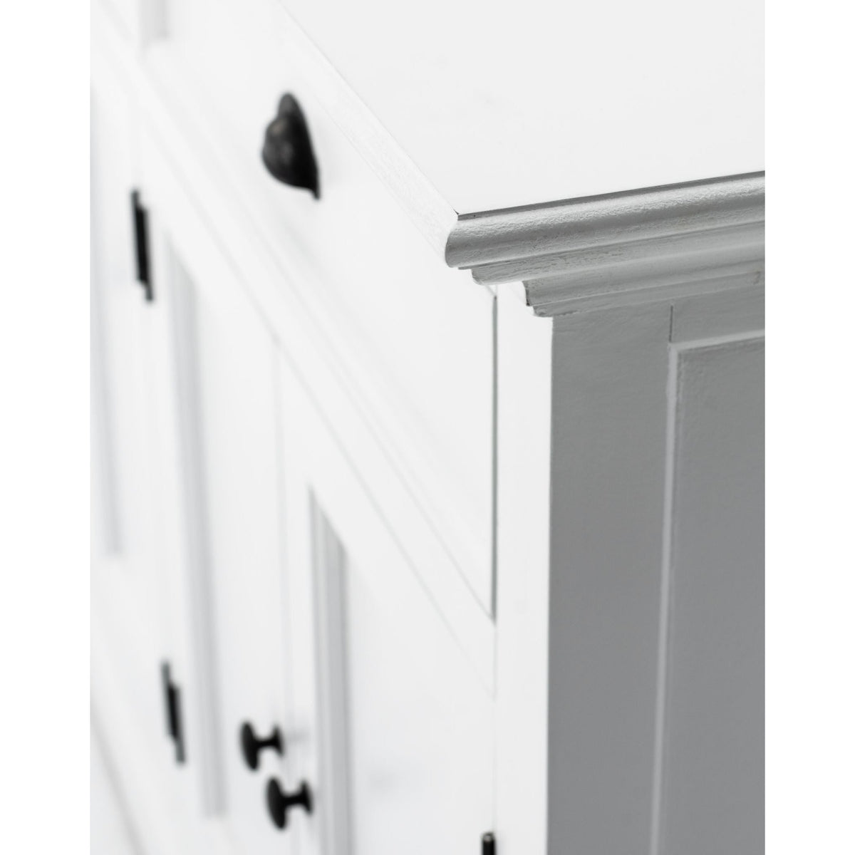 NovaSolo Halifax 57" Classic White Mahogany Buffet Hutch Cabinet With 4 Doors & 2 Adjustable Shelves
