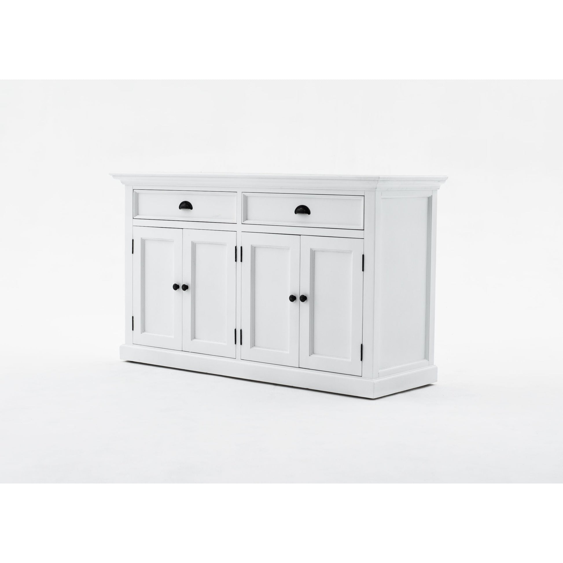 NovaSolo Halifax 57" Classic White Mahogany Buffet Hutch Cabinet With 4 Doors & 2 Adjustable Shelves