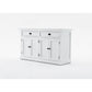 NovaSolo Halifax 57" Classic White Mahogany Buffet Hutch Cabinet With 4 Doors & 2 Adjustable Shelves