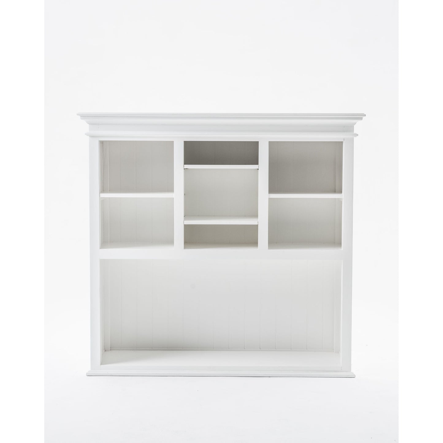 NovaSolo Halifax 57" Classic White Mahogany Buffet Hutch Cabinet With 4 Doors & 2 Adjustable Shelves