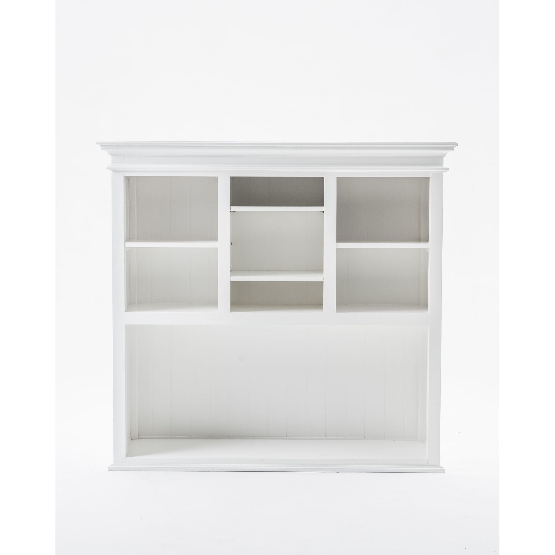 NovaSolo Halifax 57" Classic White Mahogany Buffet Hutch Cabinet With 4 Doors & 2 Adjustable Shelves