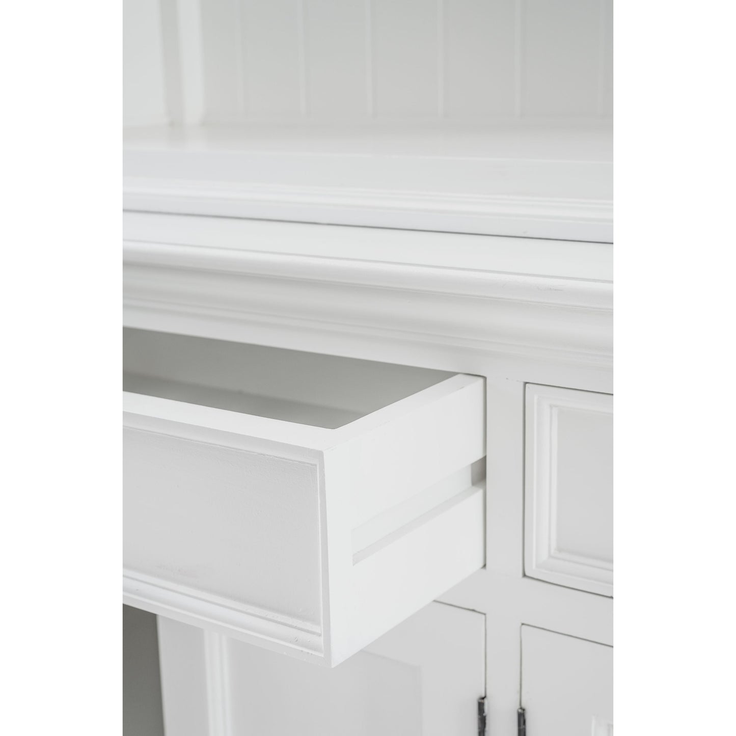 NovaSolo Halifax 57" Classic White Mahogany Buffet Hutch Cabinet With 4 Doors & 2 Adjustable Shelves