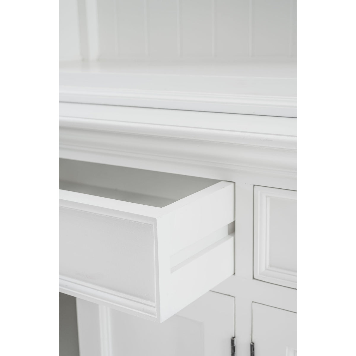 NovaSolo Halifax 57" Classic White Mahogany Buffet Hutch Cabinet With 4 Doors & 2 Adjustable Shelves