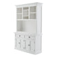 NovaSolo Halifax 57" Classic White Mahogany Buffet Hutch Cabinet With 4 Doors & 2 Adjustable Shelves