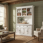 NovaSolo Halifax 57" Classic White Mahogany Buffet Hutch Cabinet With 4 Doors & 2 Adjustable Shelves