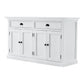 NovaSolo Halifax 57" Classic White Mahogany Buffet Hutch Cabinet With 4 Doors & 2 Adjustable Shelves