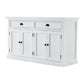 NovaSolo Halifax 57" Classic White Mahogany Buffet Hutch Cabinet With 4 Doors & 2 Adjustable Shelves