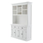 NovaSolo Halifax 57" Classic White Mahogany Buffet Hutch Cabinet With 4 Doors & 2 Adjustable Shelves
