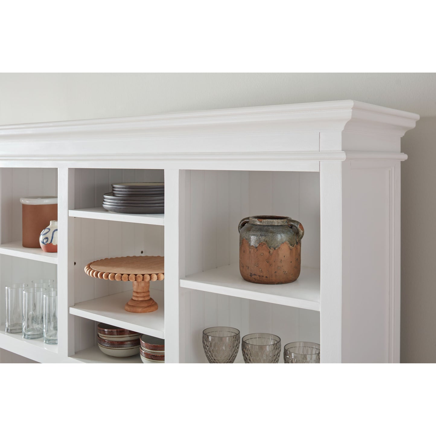 NovaSolo Halifax 57" Classic White Mahogany Buffet Hutch Cabinet With 4 Doors & 2 Adjustable Shelves