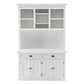 NovaSolo Halifax 57" Classic White Mahogany Buffet Hutch Cabinet With 4 Doors & 2 Adjustable Shelves