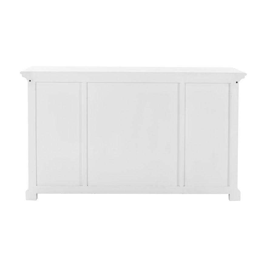 NovaSolo Halifax 57" Classic White Mahogany Buffet With 2 Glass/ Wooden Doors & 3 Drawers