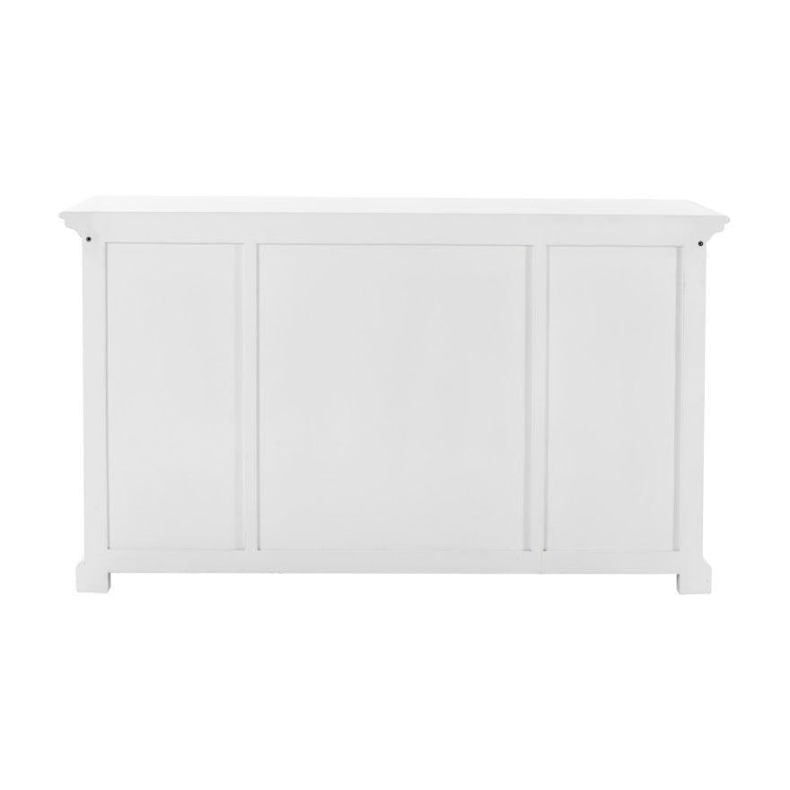 NovaSolo Halifax 57" Classic White Mahogany Buffet With 2 Glass/ Wooden Doors & 3 Drawers
