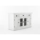 NovaSolo Halifax 57" Classic White Mahogany Buffet With 2 Glass/ Wooden Doors & 3 Drawers