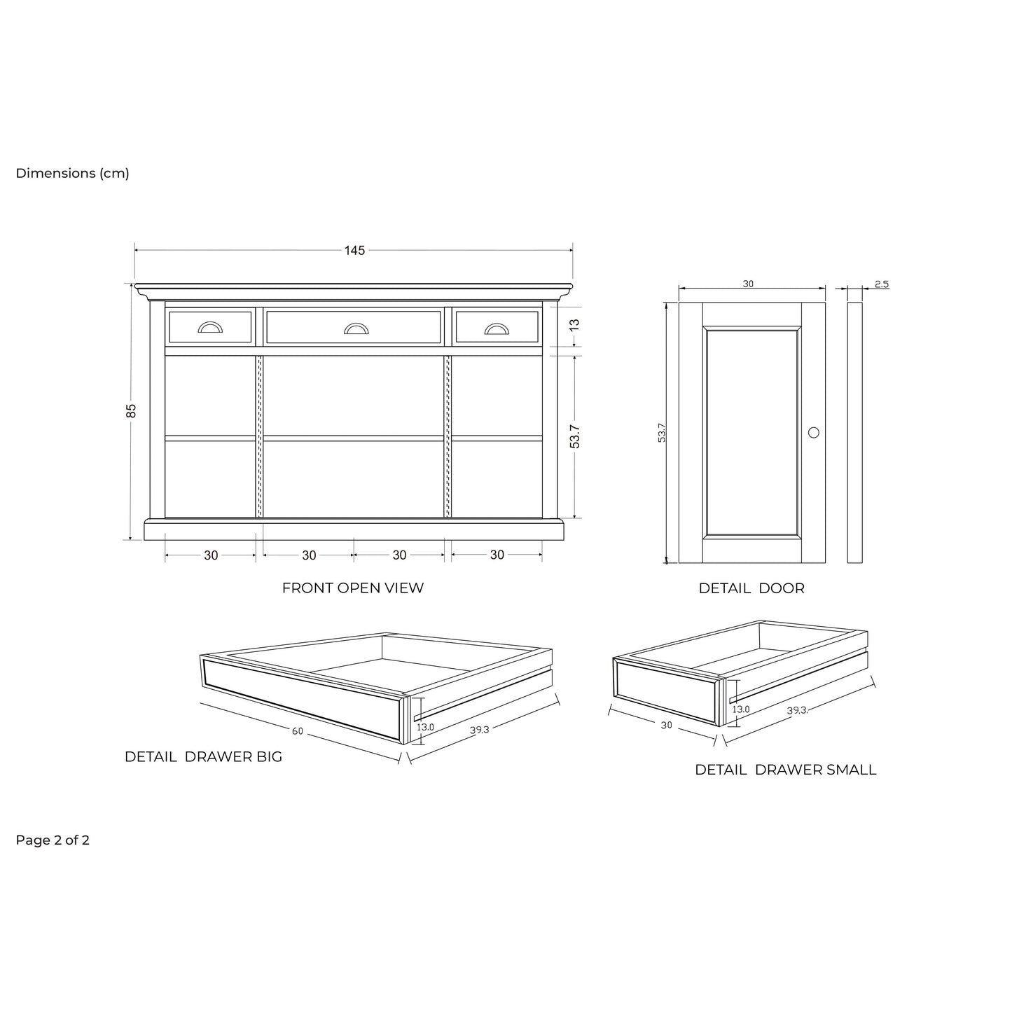 NovaSolo Halifax 57" Classic White Mahogany Buffet With 2 Glass/ Wooden Doors & 3 Drawers