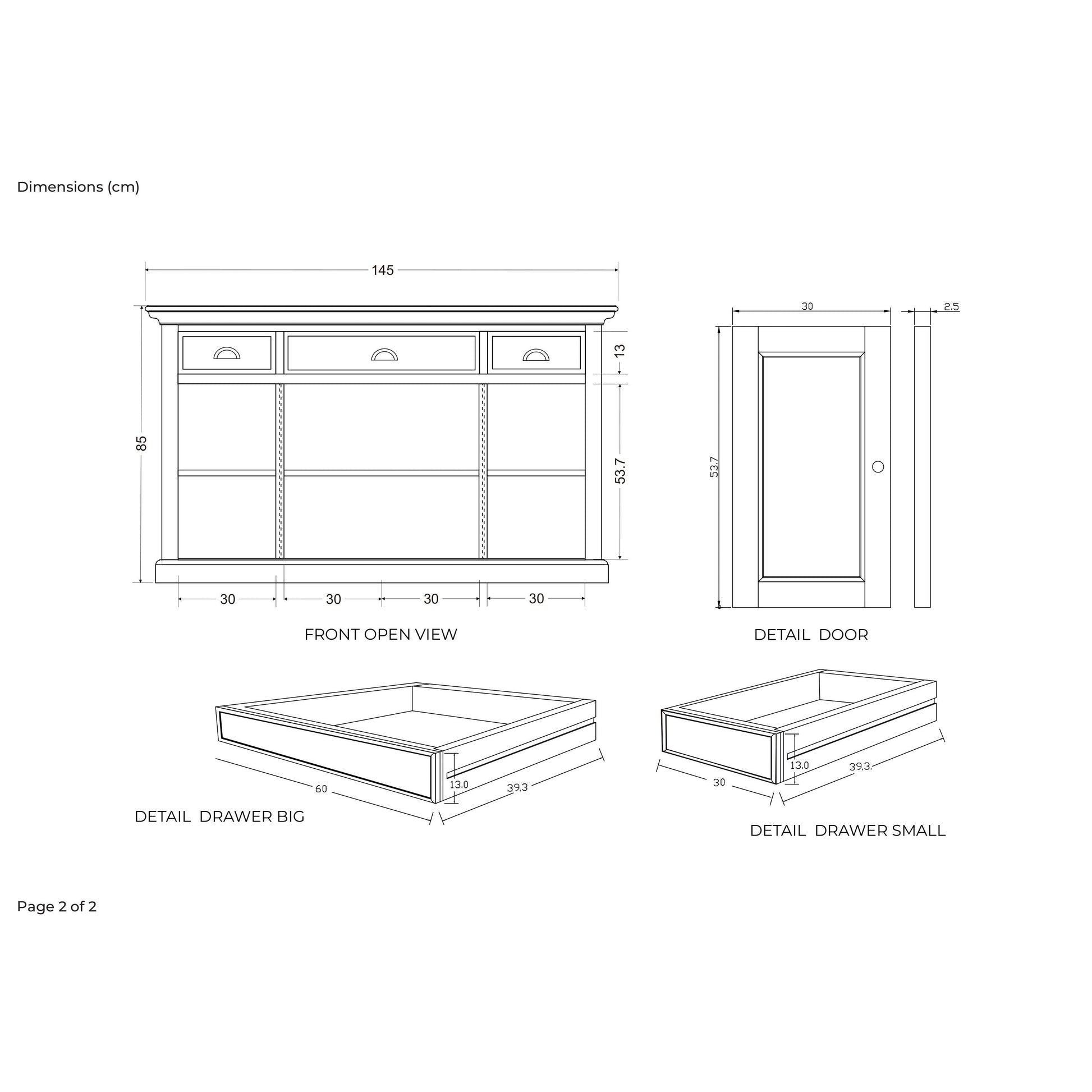 NovaSolo Halifax 57" Classic White Mahogany Buffet With 2 Glass/ Wooden Doors & 3 Drawers