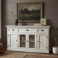 NovaSolo Halifax 57" Classic White Mahogany Buffet With 2 Glass/ Wooden Doors & 3 Drawers