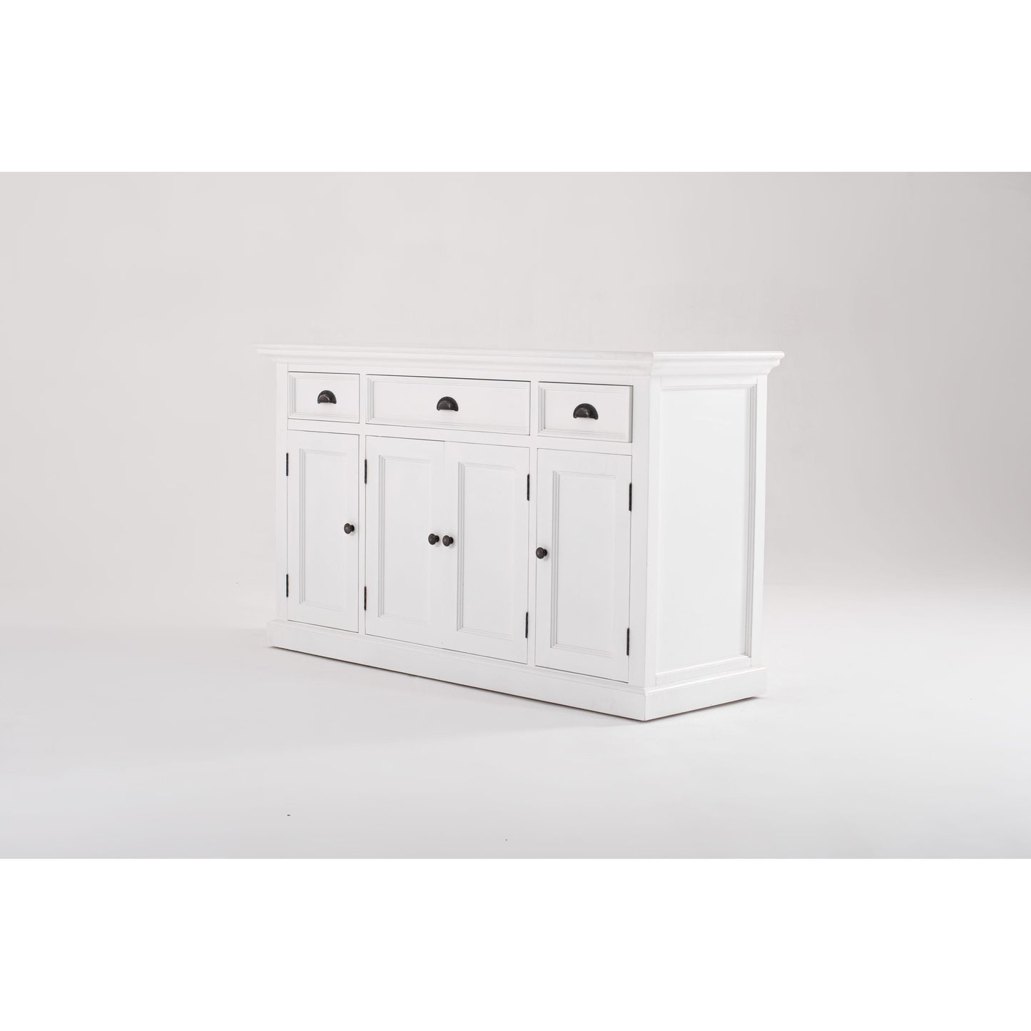 NovaSolo Halifax 57" Classic White Mahogany Buffet With 4 Doors & 3 Drawers