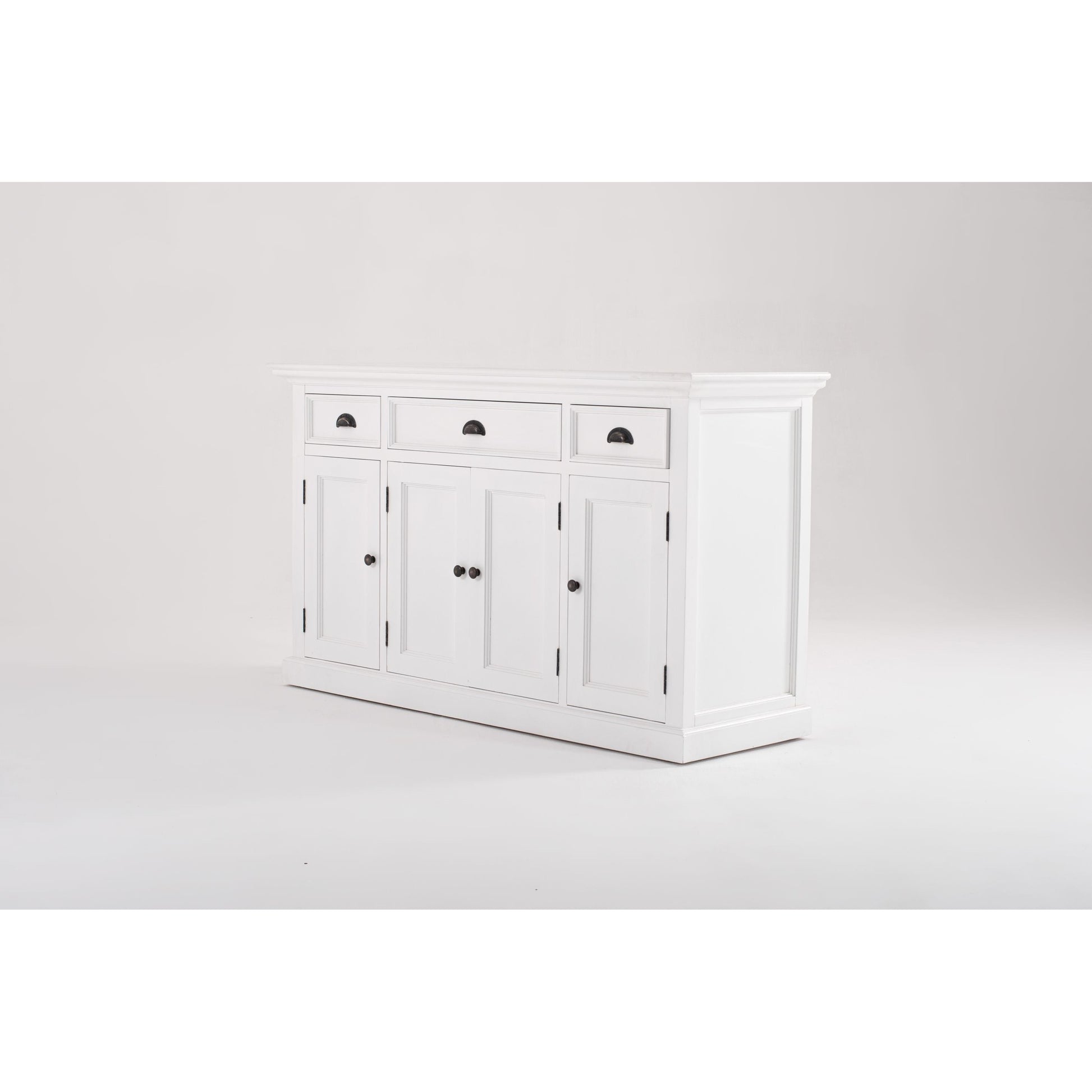 NovaSolo Halifax 57" Classic White Mahogany Buffet With 4 Doors & 3 Drawers