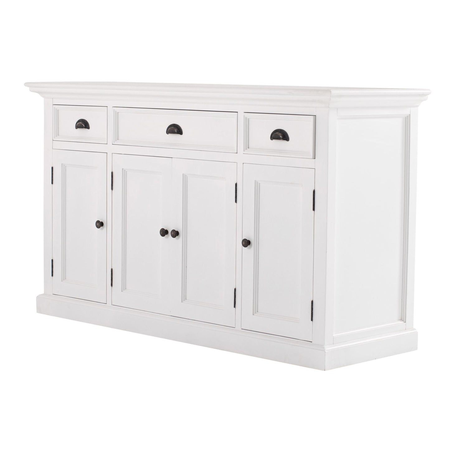 NovaSolo Halifax 57" Classic White Mahogany Buffet With 4 Doors & 3 Drawers