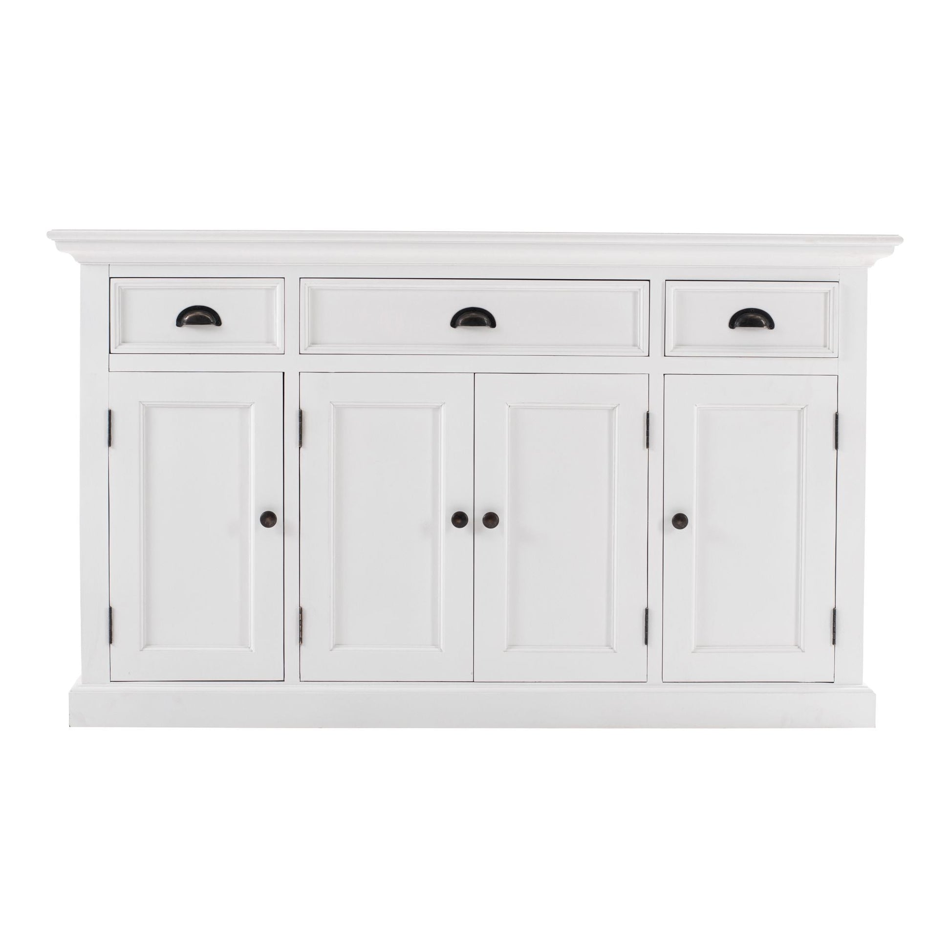 NovaSolo Halifax 57" Classic White Mahogany Buffet With 4 Doors & 3 Drawers