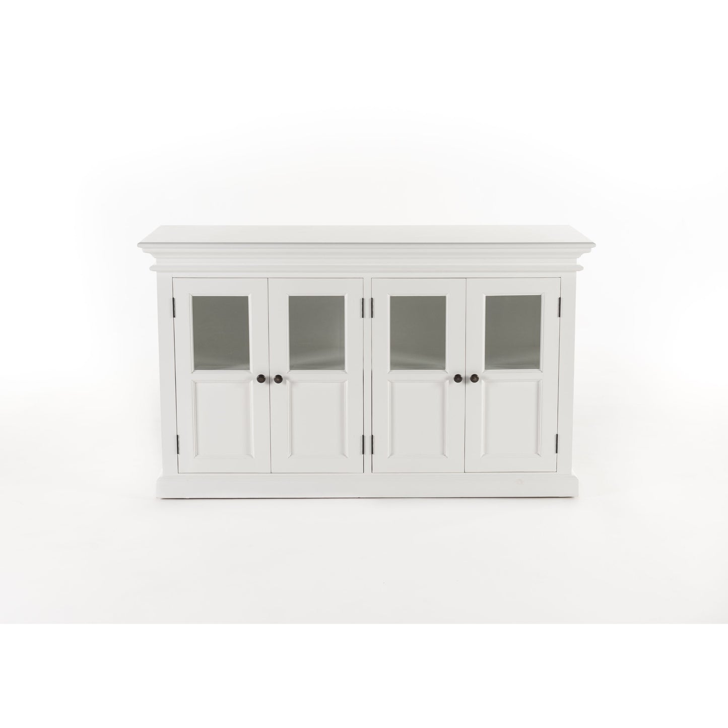 NovaSolo Halifax 57" Classic White Mahogany Buffet With 4 Glass Doors