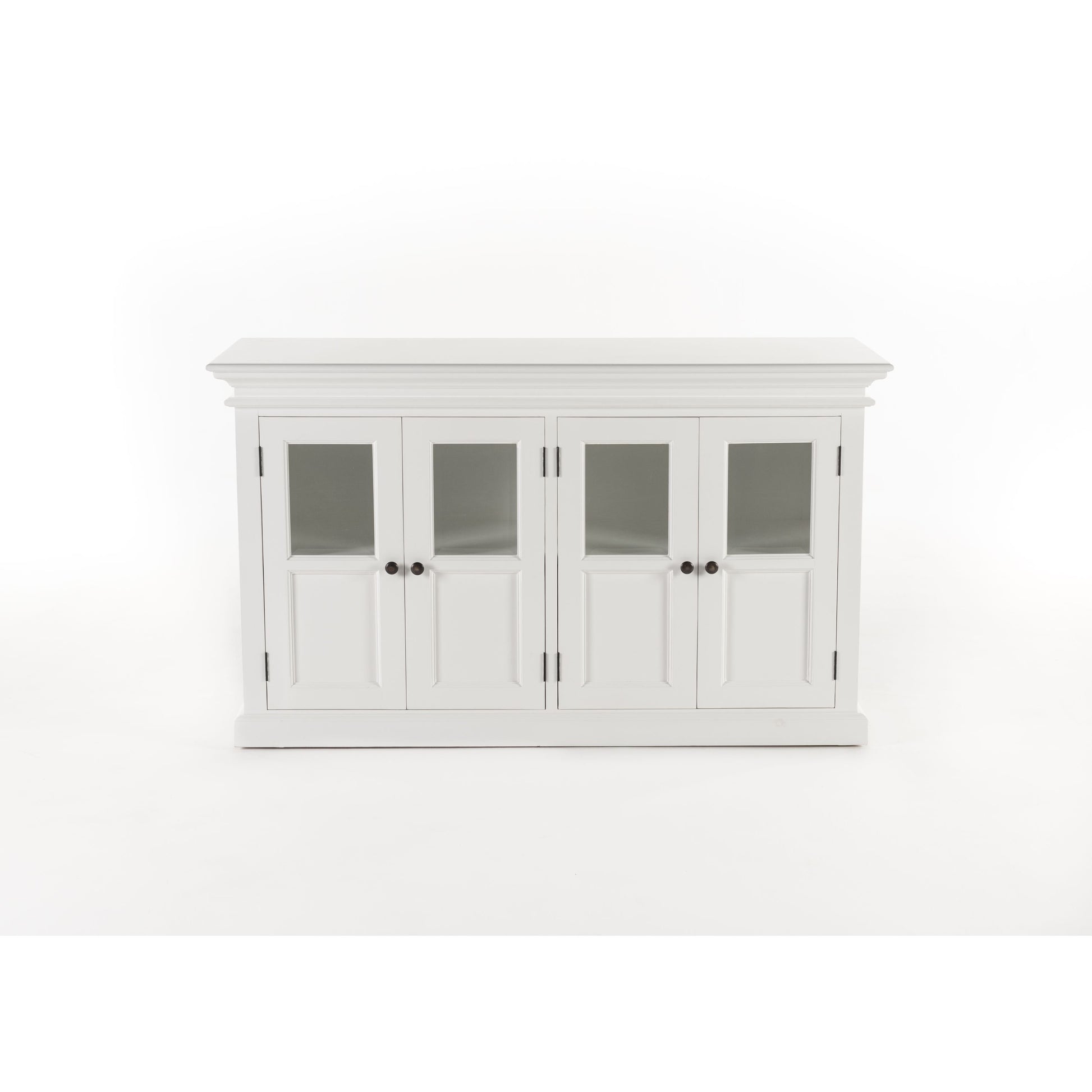 NovaSolo Halifax 57" Classic White Mahogany Buffet With 4 Glass Doors