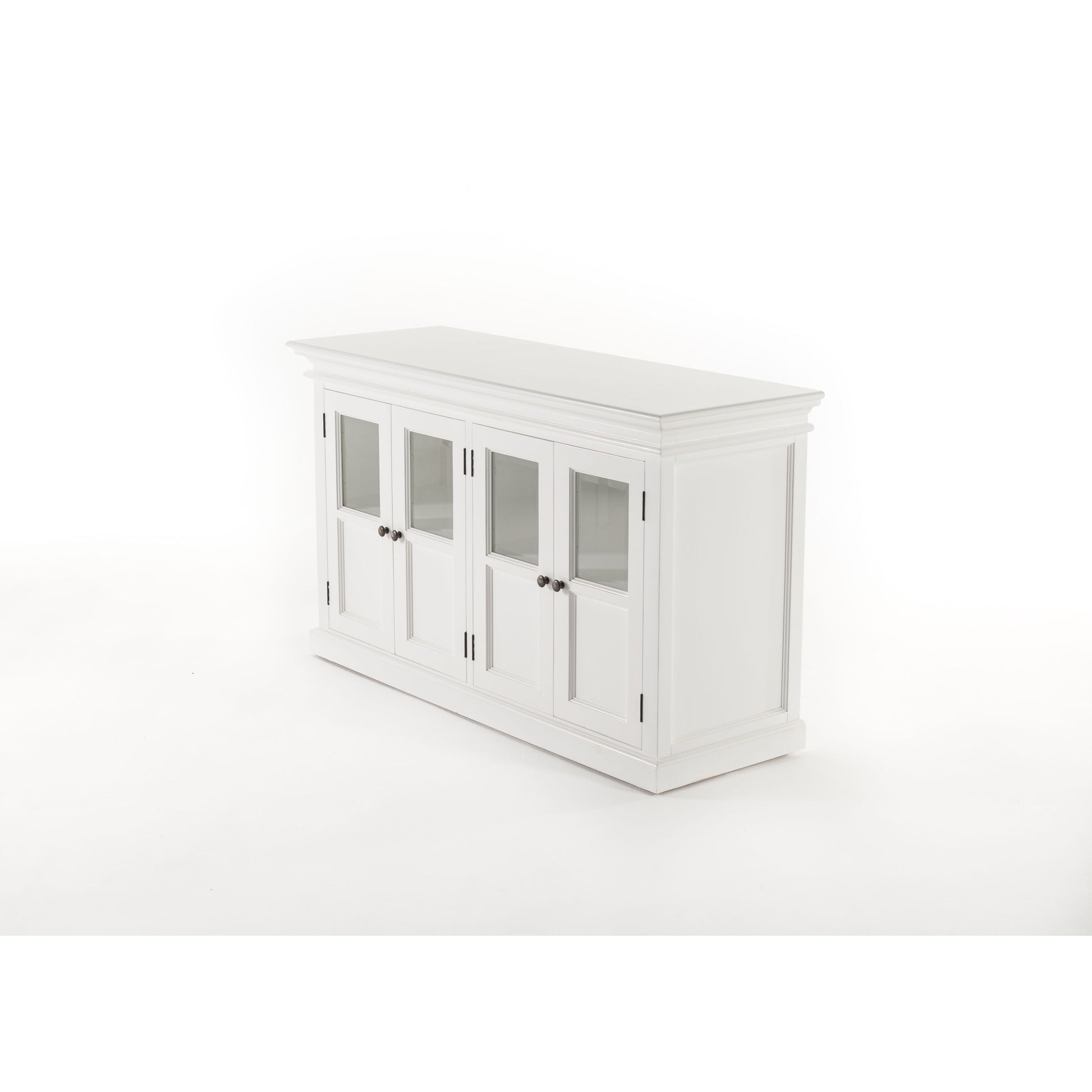 NovaSolo Halifax 57" Classic White Mahogany Buffet With 4 Glass Doors